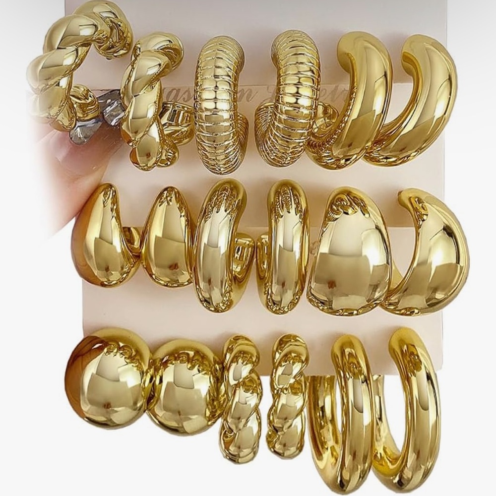 NWT 9 Pairs Hoop Earrings Set for Women Hypoallergenic MULTI COLORS AVAILABLE